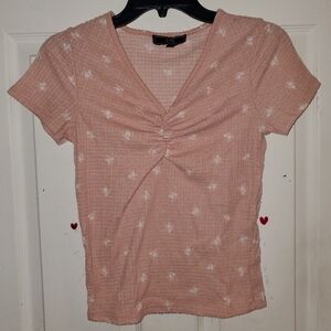 5 for $25 | Vibe Sportswear Pastel Knit Fuzzy Short Sleeve Top